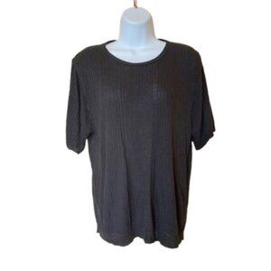 Black Short Sleeve Acrylic Knit Shirt XL